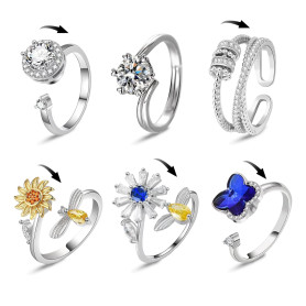 Yeefunjoy 6Pcs Bague Anti Stress Femme