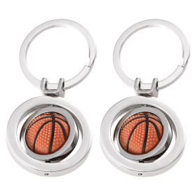 Nifocc Lot de 2 porte-clés de basket-ball 3D rotatifs en métal pour enfants