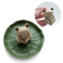Nagu - Brûleur d'encens 100% Fait Main en céramique, Petite Grenouille, Plateau en Feuille de Lotus, Mini Statue d'animal Mignon