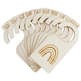 Lot de 10 SéParateurs de Taille en Bois pour Bébé – pour Vêtements (Tailles 50-104) – Organiseur de Penderie