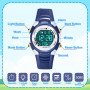 Juboos Montre Enfant avec Bracelet Imprimé et 7 Lumières Colorées,Montre Digitale Étanche pour Enfants avec Oreilles de Chat pou