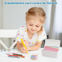 Boîte à fiches blanche, boîte à fiches éducative, avec anneau pour feuilles de travail, boîte d'apprentissage avec