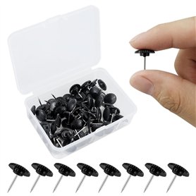 Lot de 55 punaises noires en forme de roue dentée en plastique pour tentures murales