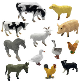 PFLYPF Lot de 12 statues d'animaux de ferme