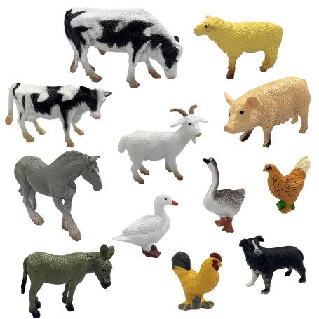 PFLYPF Lot de 12 statues d'animaux de ferme