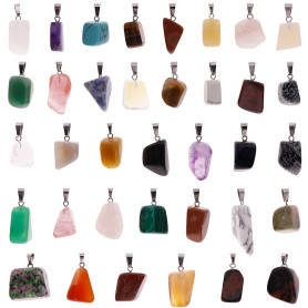 Juanya Lot de 60 pendentifs en pierres précieuses de guérison irrégulières - Perles de chakra en cristal pour fabrication de bij