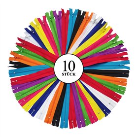 KGS Fermeture éclair en nylon pour couture et bricolage | 10 couleurs | Taille : 38 cm/15 pouces | 10 fermetures à glissière/paq