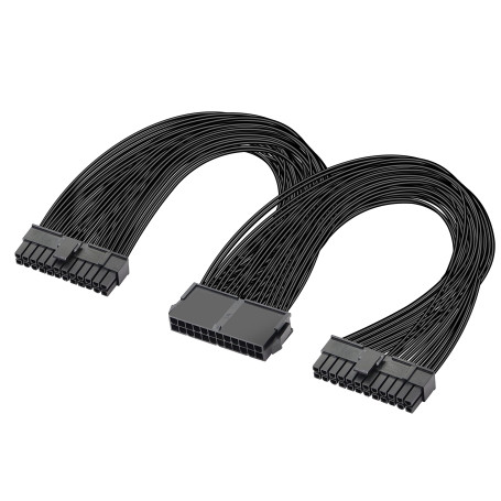GELRHONR Double Alimentation PC 24 broches ATX câble adaptateur de carte mère