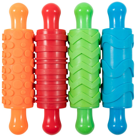READY 2 LEARN Lot de 4 rouleaux de peinture et d'argile - Rouleaux à pâtisserie pour enfants - Outils d'art pour affiches