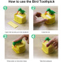 Toothpick Dispenser Boîte Automatique de Cure-Dents d'oiseau,Mignon Colibri Distributeur Toothpick Créatif Boîte De Rangement Cu