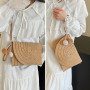 CHSZSH 1 Morceau De Sac En Paille Avec 1 Morceau De Pendentif Pompon, 1 Morceau De Pince À Chapeau, Pochette Rétro, Sac Tissé En