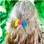 2 morceaux d'élastiques à cheveux pour filles, 2 morceaux de pinces à cheveux avec nœud, élastiques à cheveux arc-en-ciel pour q
