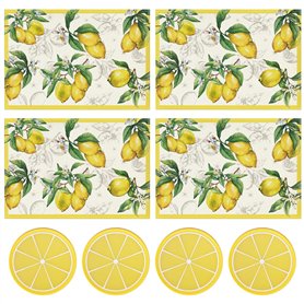 Lot de 4 sets de table décoratifs avec citron