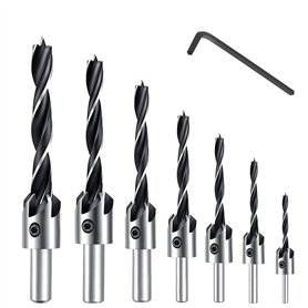 Pfloge® Lot de 7 forets hélicoïdaux HSS 5 - Pour le travail du bois - 3-10 mm