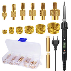 Inserts filetés - Panne à souder avec affichage de la température - 80 W + 130 pièces - Inserts filetés M2/M3/M4/M5/M6/M8 - Kit