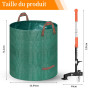 Vankarr Desherbeur Manuel Longueur en Acier Inoxydable avec Sac Dechets, Arrache Mauvaise Herbe avec Griffes et Pédales pour Dét