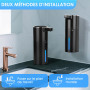 Gaethra Distributeur Savon Automatique, 420ml Distributeur Savon Mural, Distributeur Liquide Vaisselle avec Capteur Infrarouge, 