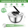 5 L Grande Sécheuse à Légumes à Pression Facile à Une Main avec Couvercle
