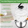 Essoreuse à Salade Acier Inoxydable 4,5 L Grande Sécheuse à Légumes à Pression Facile à Une Main avec Couvercle, Ase Antidérapan