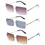 FIBOUND 3 Pièces Lunettes Soleil Rétro Carrées Sans Monture