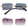 FIBOUND 3 Pièces Lunettes Soleil Rétro Carrées Sans Monture, Lunettes Soleil Rectangulaires Sans Monture, Lunettes Sans Monture 