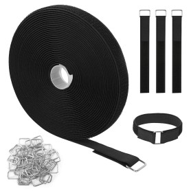 10m Sangles de Câble Réglables avec 50 Boucles Attache Câble Longueur de Coupe Libre Sangle Réutilisable Câble Management 2cm La