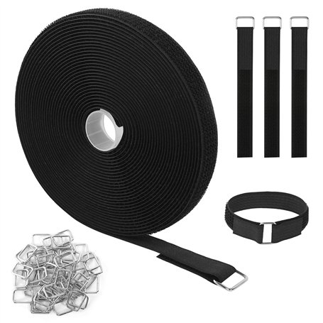10m Sangles de Câble Réglables avec 50 Boucles Attache Câble Longueur de Coupe Libre Sangle Réutilisable Câble Management 2cm La
