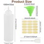 JRSHIRLEYLTD Lot de 4 bouteilles à presser en plastique avec bouchons, bouteilles d'épices réutilisables avec 1 pinceau à tasse,