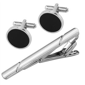 Pinces à cravate en métal pour homme avec 1 paire de boutons de manchette