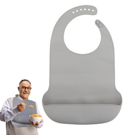 EASYKEENECOM Bavoir Imperméable Pour Adulte Avec Ramasse-miettes En Silicone