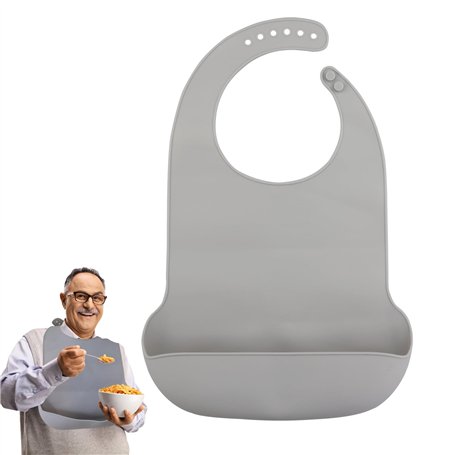 EASYKEENECOM Bavoir Imperméable Pour Adulte Avec Ramasse-miettes En Silicone