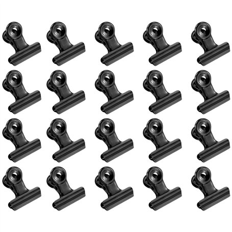 Lot de 30 petits 22 mm clips bouledogue noirs - Pinces à charnière en métal - Pinces pour fichier de l'argent et de l'argent en