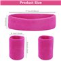 Lot de 3 bandeaux de sport roses avec bandeau de sport, bandeau en coton éponge doux et épais, pour filles (1 bandeau et 2 brace
