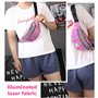 Orssmigs 2 Pièces Sac Banane Holographique Fille - Réglable, Imperméable, Cuir PU, Paillette - Pour Voyage, Randonnée (Rose + Ar