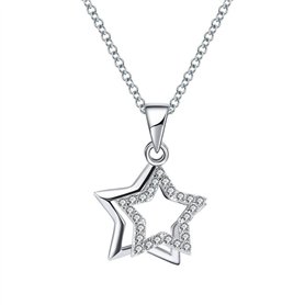 Belons Collier pour femme en argent sterling 925 avec pendentif en forme d'étoiles doubles