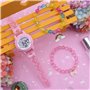 HMJIA Montre Enfant pour 3-12 Ans, Garçon et Fille, Étanche 3ATM Avec Alarme/Date/Chronomètre/LED (LED Papillon Rose)