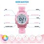 HMJIA Montre Enfant pour 3-12 Ans, Garçon et Fille, Étanche 3ATM Avec Alarme/Date/Chronomètre/LED (LED Papillon Rose)