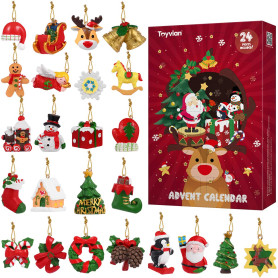 Toyvian Calendrier de l'Avent 2020 avec compte à rebours 24 pièces Décorations à suspendre