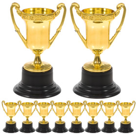 10Pièces Trophées Mini Plastique Or pour Garçon Fille Récompenses de Compétition et Jouets Éducatifs pour et Activités Scolaires