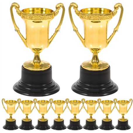 10Pièces Trophées Mini Plastique Or pour Garçon Fille Récompenses de Compétition et Jouets Éducatifs pour et Activités Scolaires