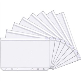 30 Paquets Pochettes de Classeur à 6 Trous Format A6 Dossiers à Fermeture Éclair en Plastique Sacs Imperméables à Feuilles Mobil
