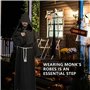 WAYBWZDQ Costume de Moine Halloween, Costume Robe de Prêtre Halloween, Robe de Prêtre Adulte Déguisement avec Capuche, Collier d