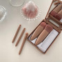 WOLMIK Lot de 5 mini pinceaux de maquillage de voyage avec étui et miroir, kit de pinceaux de maquillage portable, pour fond de 