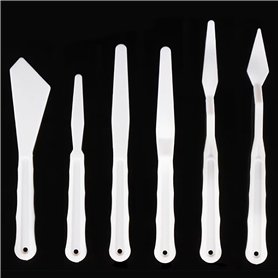 WOLMIK Lot de 6 couteaux de peinture en plastique pour peinture acrylique - Petite truelle de peinture à l'huile - Couteau à pei