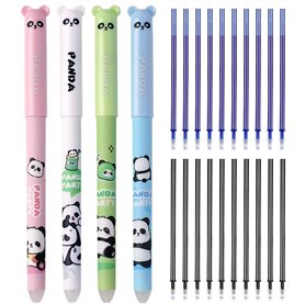 Lot de 4 stylos à bille effaçables avec 20 recharges
