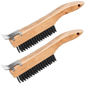 Oumuik Lot de 2 brosses métalliques avec manche en bois