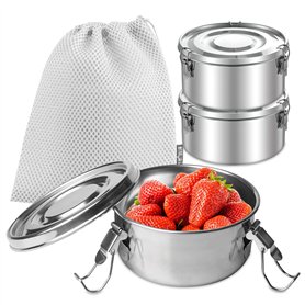 Lot De 3 Boîte À Déjeuner En Acier Inoxydable