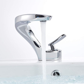 Onyzpily Robinet de lavabo à une main avec robinet en laiton - Robinet de salle de bain - Robinet mitigeur d'évier - Économie d'