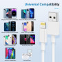 Câble iPhone [1+1+2+2M/Lot de 4] Certifié MFi, Cable Chargeur iPhone pour iPhone 14 13 12 11 Pro Max/XS/XR/8/7/6/SE, Câble Light
