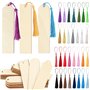 30Pcs Marque Page Vierge Bois 30Pcs Gland Multicolore Signet Rectangulaire 3 Formes Différentes pour Artisanat DIY Bricolage